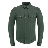 Riparo Motorcycle Riding Long Sleeve Shirt, Armored Shirt with Kevlar and CE Removable Protectors - Olive Green