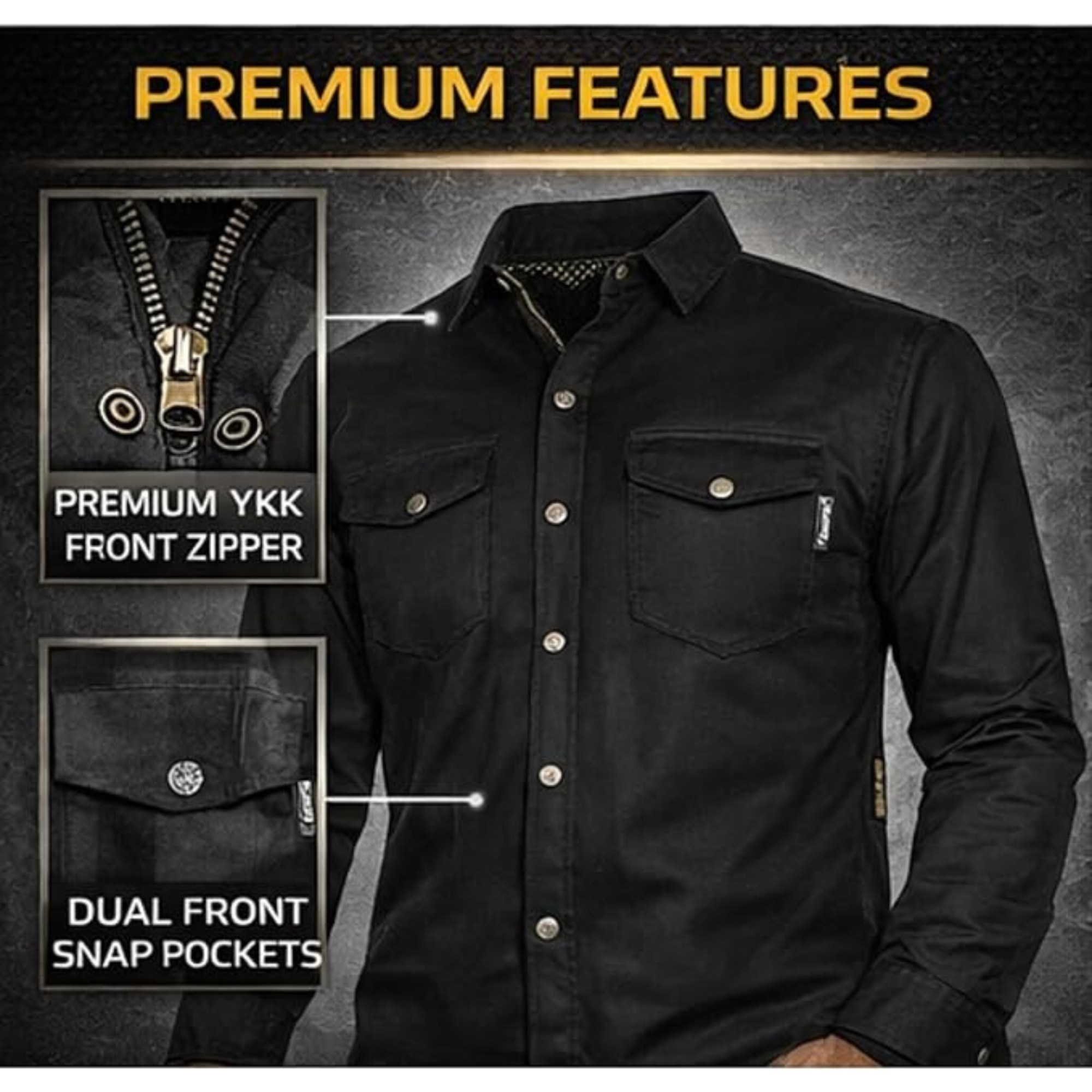 CE A Rated Armored Motorcycle Riding Shirt – Kevlar Reinforced with CE Level 1 Armor (Lightweight & Breathable) | Riparo