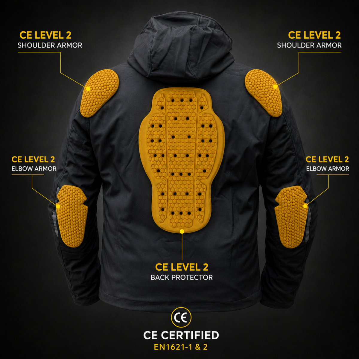 Stormline Men’s CE AA Waterproof Softshell Motorcycle Jacket – CE Level 2 Armor Included
