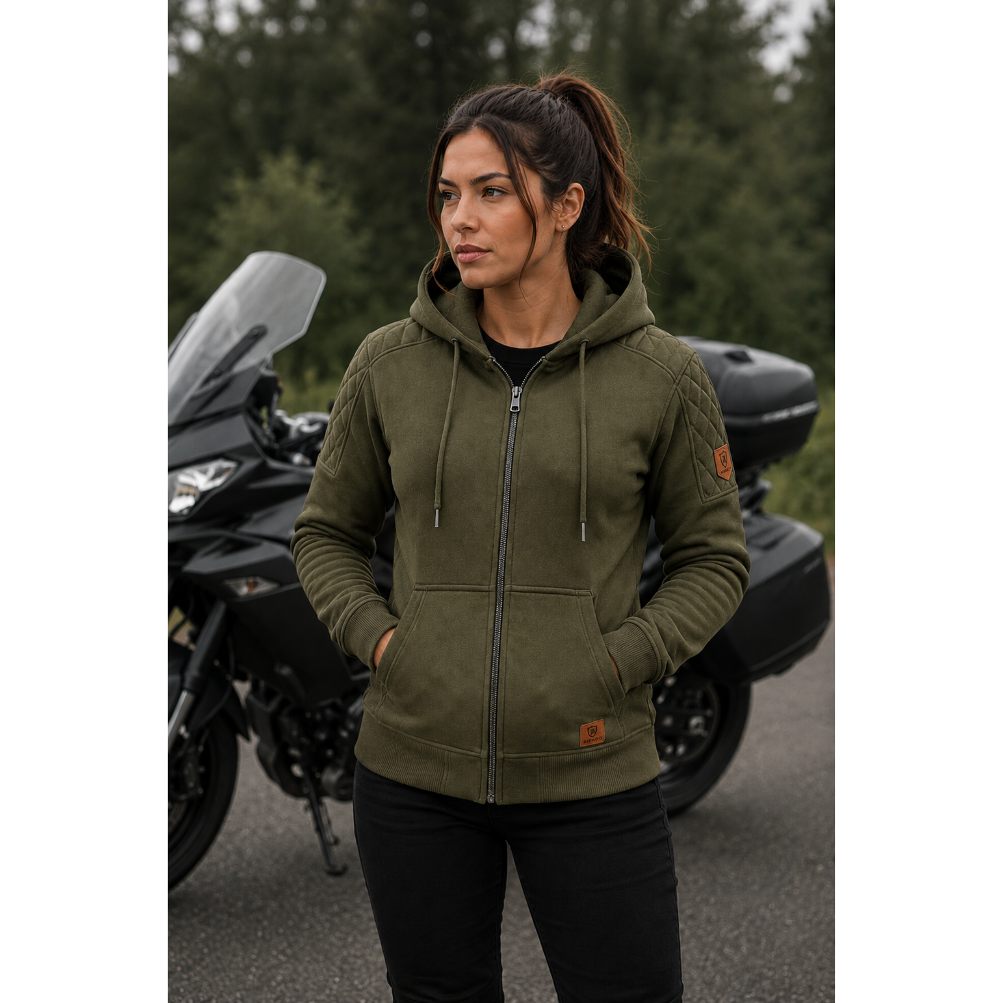 Women's Protective Motorcycle Hoodie | CE AA Rated | Fully Aramid Lined | CE Level 2 Armor