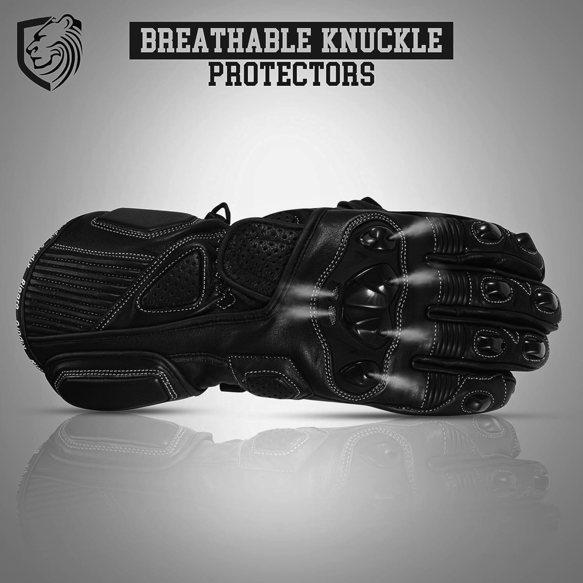 Riparo CE Certified Full Gauntlet Motorcycle Gloves – Kangaroo Leather Palm for Superior Abrasion Resistance, Knuckle & Palm Protection, Touchscreen Compatible