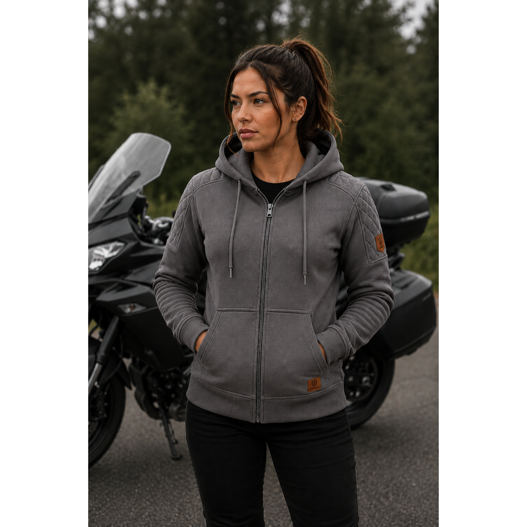Women's Protective Motorcycle Hoodie | CE AA Rated | Fully Aramid Lined | CE Level 2 Armor