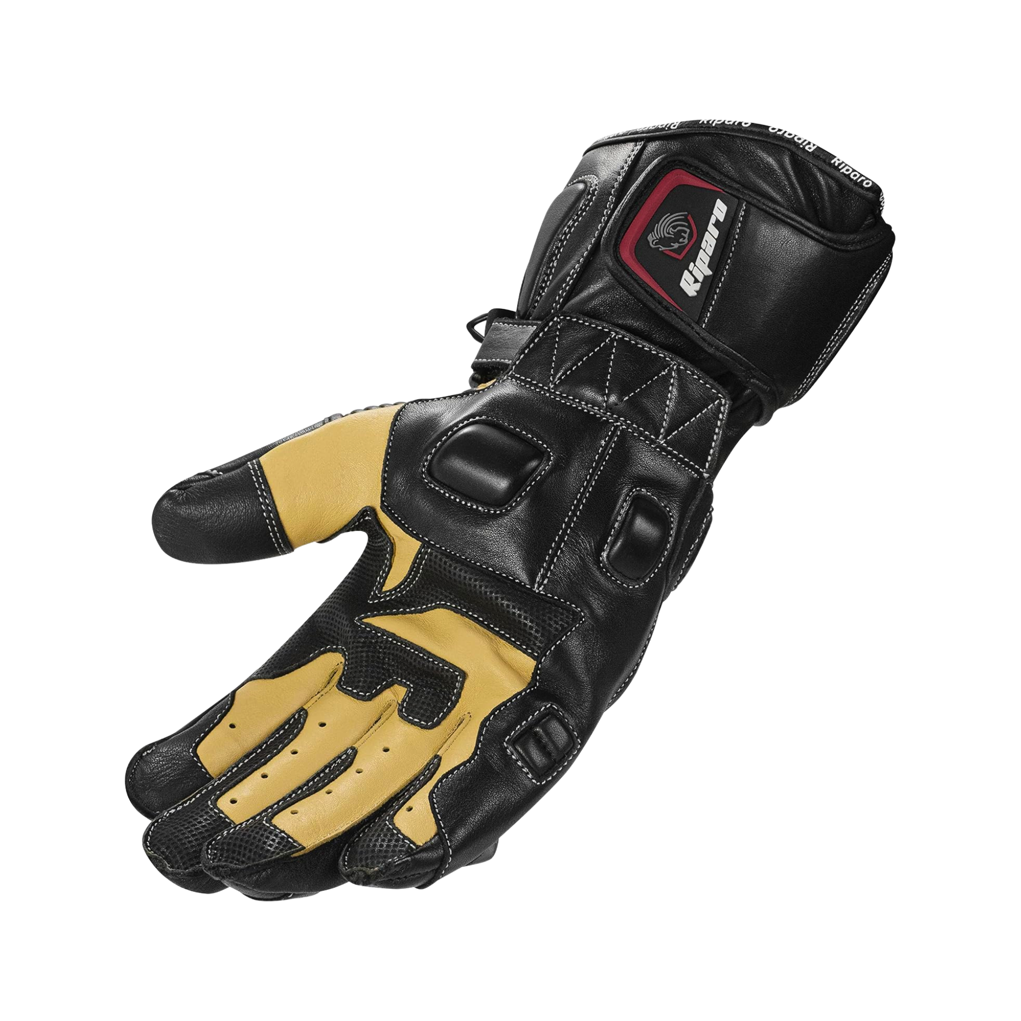 Riparo CE Certified Full Gauntlet Motorcycle Gloves – Kangaroo Leather Palm for Superior Abrasion Resistance, Knuckle & Palm Protection, Touchscreen Compatible