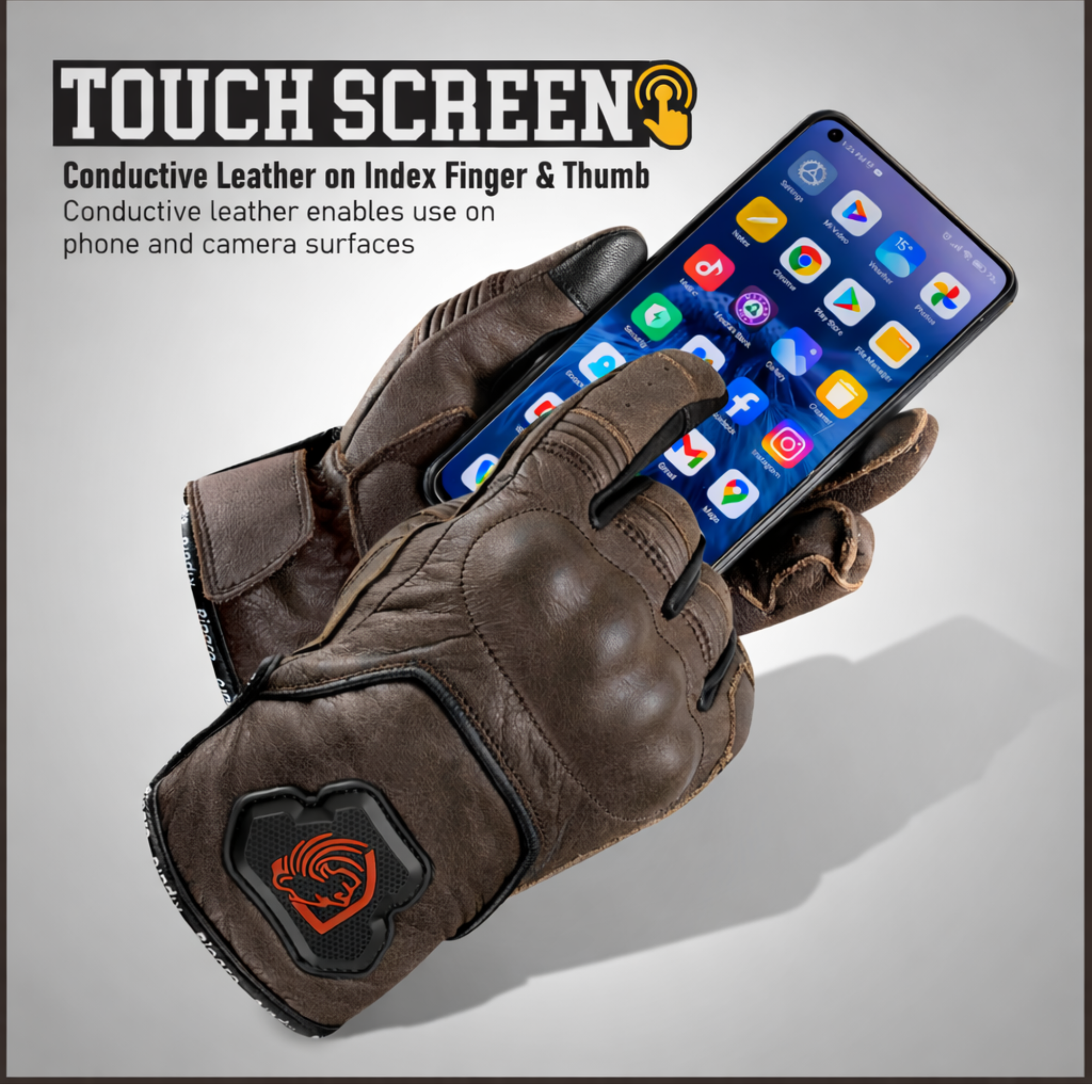 Riparo Leather Motorcycle Gloves – Reinforced Knuckle Protection & Touchscreen Compatible
