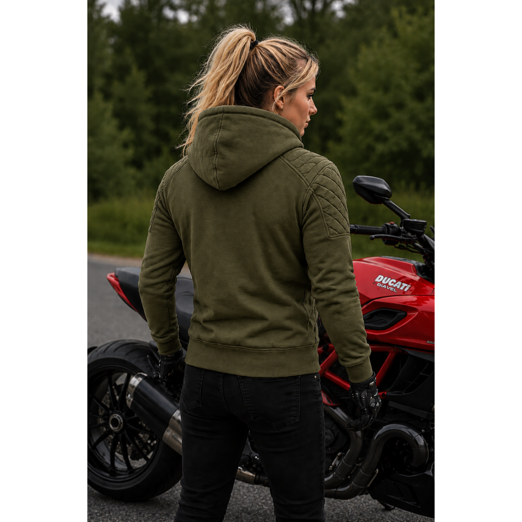 Women's Protective Motorcycle Hoodie | CE AA Rated | Fully Aramid Lined | CE Level 2 Armor