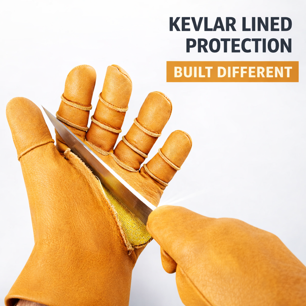Riparo Kevlar-Lined Leather Work Gloves — Cut-Resistant, Built to Outlast Disposable Gloves