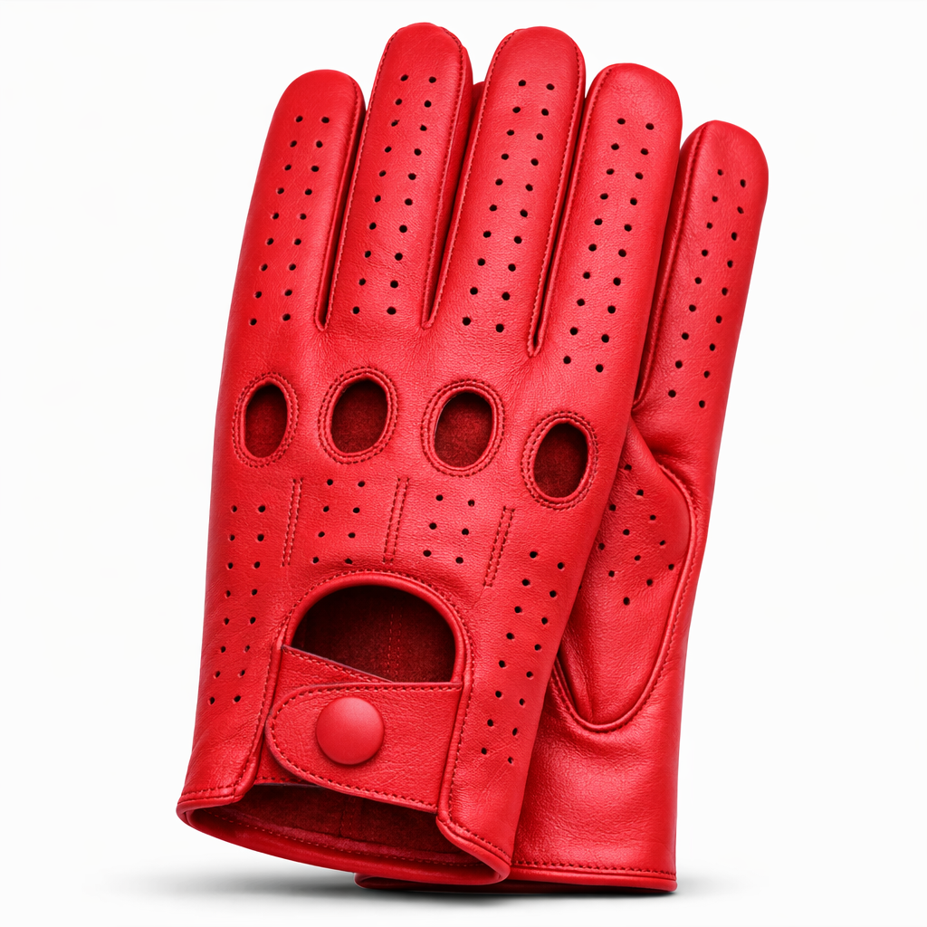 Riparo Men’s Perforated Leather Driving Gloves – Genuine Cowhide, Classic Full-Finger Motoring Style – Breathable Luxury Driving Gloves