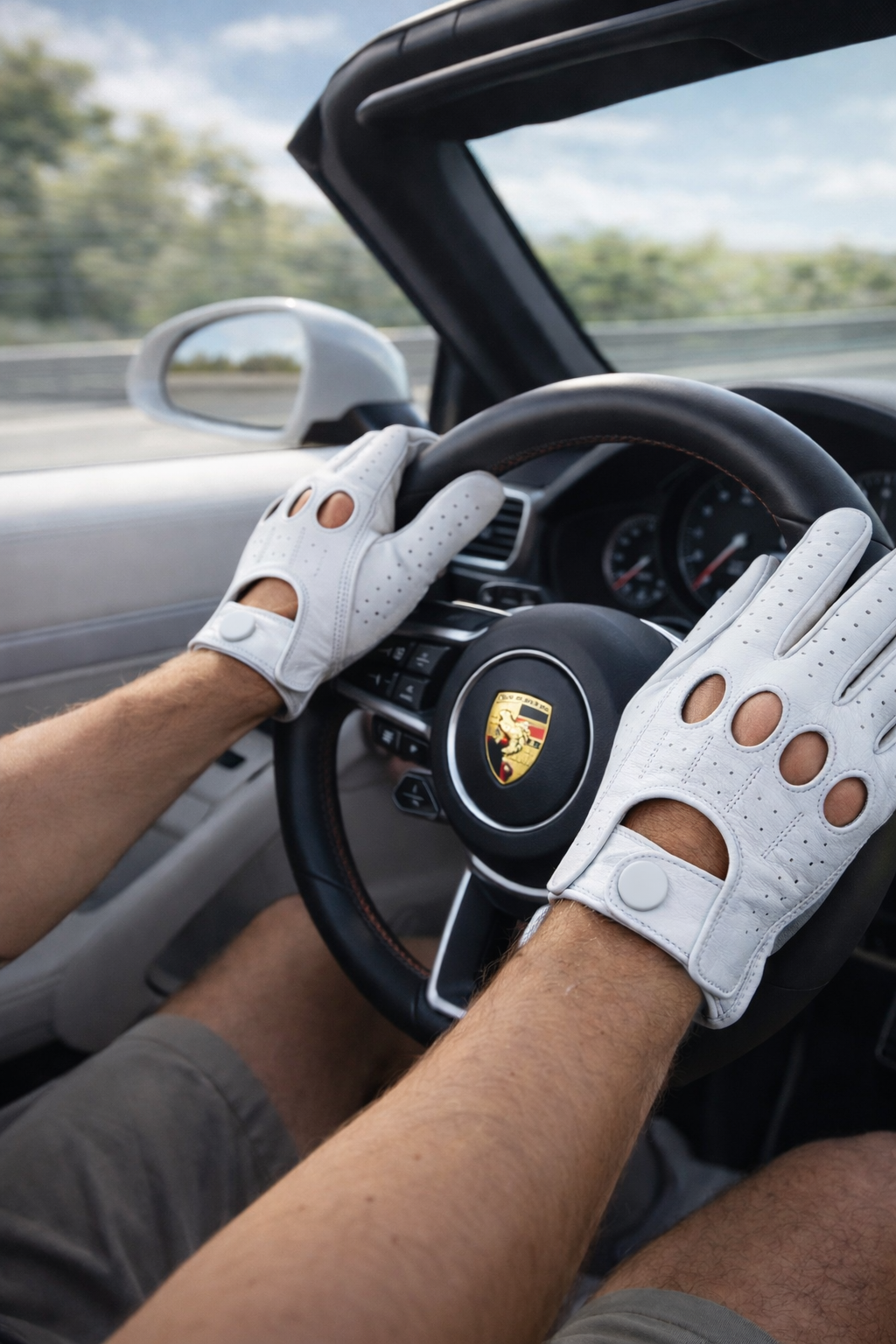 Riparo Men’s Perforated Leather Driving Gloves – Genuine Cowhide, Classic Full-Finger Motoring Style – Breathable Luxury Driving Gloves