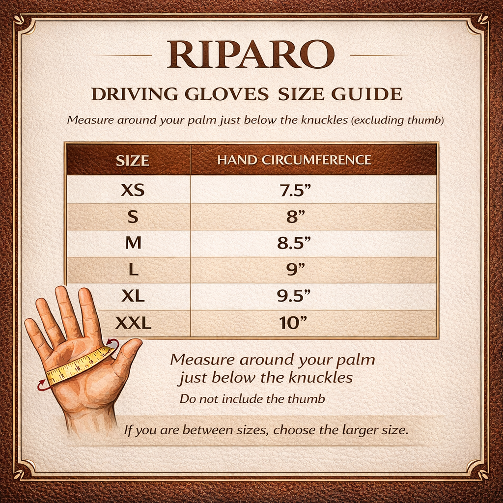 Riparo Men’s Fingerless Leather Driving Gloves – Reverse Stitched Cowhide Classic Motoring Gloves