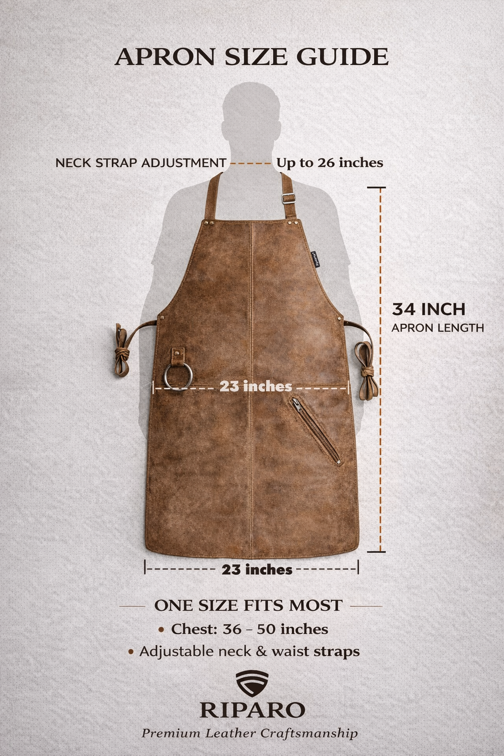 Full-Grain Leather Apron – Adjustable Cross-Back BBQ, Grilling & Woodworking Apron
