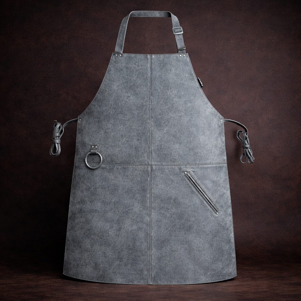 Full-Grain Leather Apron – Adjustable Cross-Back BBQ, Grilling & Woodworking Apron
