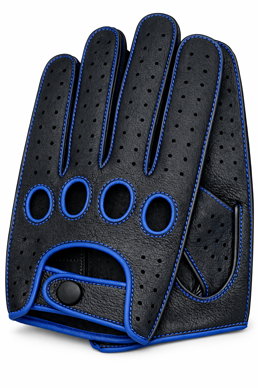Riparo Reverse-Stitched Leather Driving Gloves – Perforated Cowhide, Touchscreen Compatible