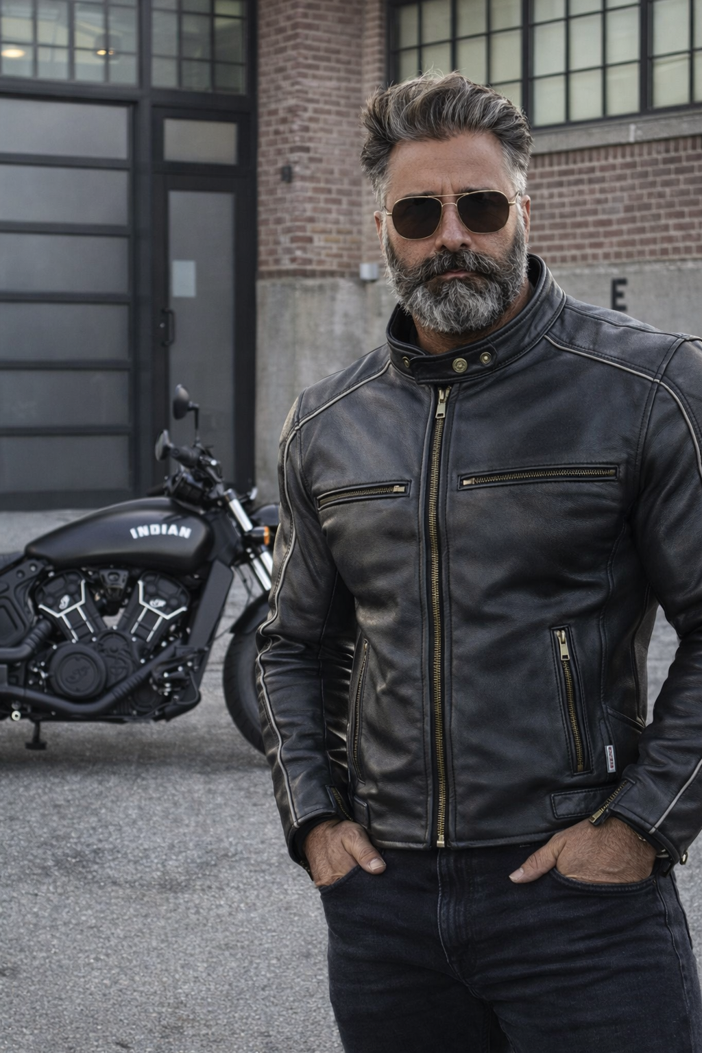 Riparo CE Level 2 Armored Leather Motorcycle Jacket