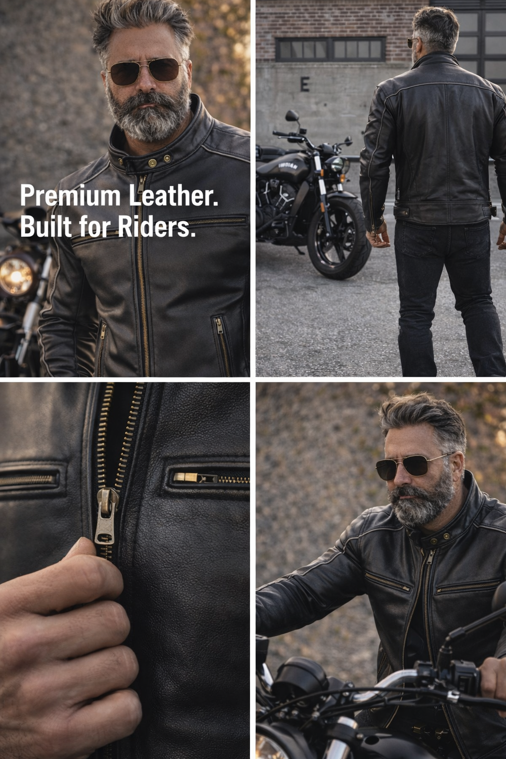 Riparo CE Level 2 Armored Leather Motorcycle Jacket