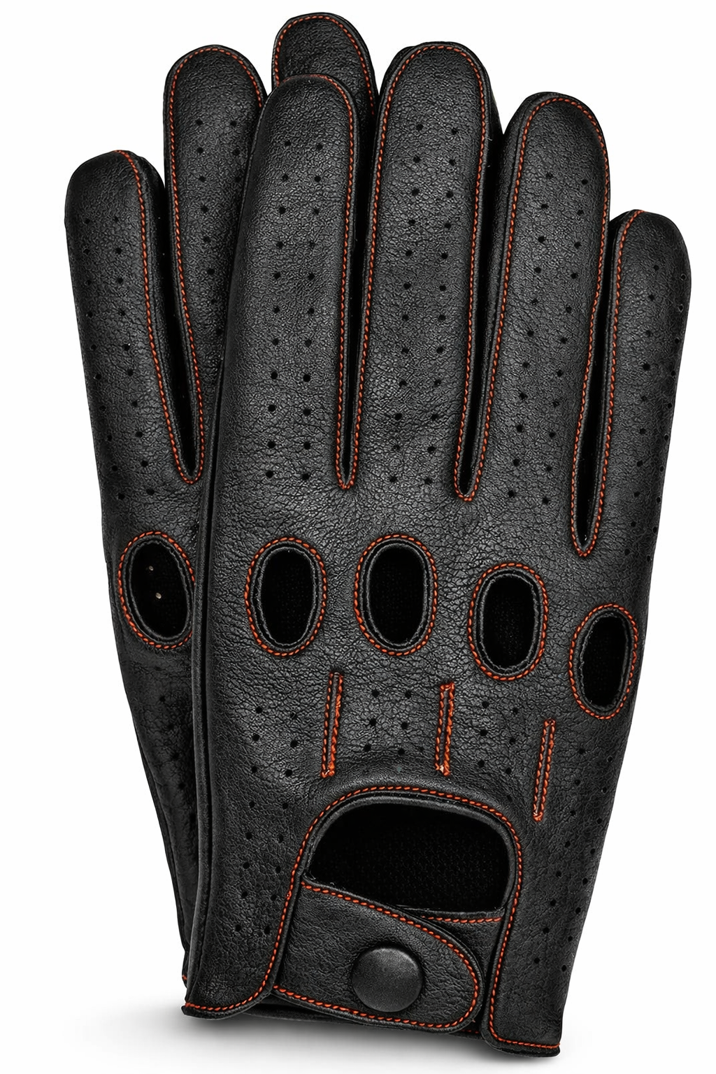 Riparo Men’s Perforated Leather Driving Gloves – Genuine Cowhide, Touchscreen Full-Finger Motorsport Style – Breathable Luxury Driving Gloves
