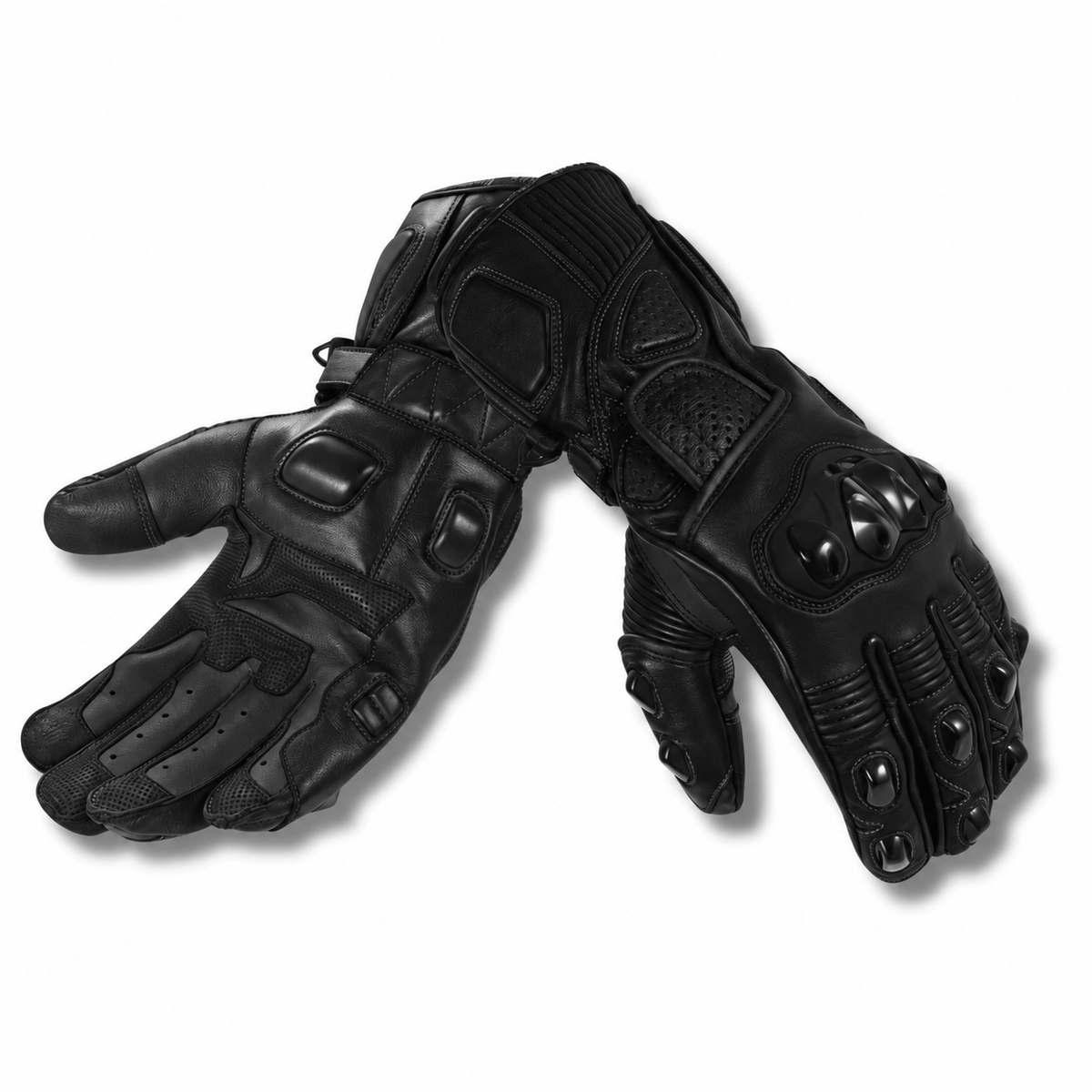 CE Level 2 KP Motorcycle Gloves – Full Gauntlet Riding Gloves with Kangaroo Leather Palm & Touchscreen Compatibility | Riparo