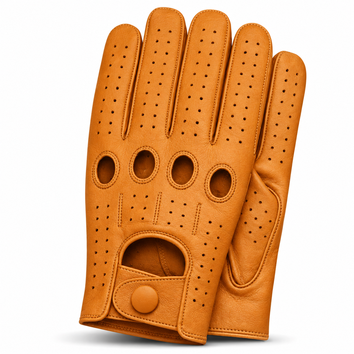 Riparo Men’s Perforated Leather Driving Gloves – Genuine Cowhide, Classic Full-Finger Motoring Style – Breathable Luxury Driving Gloves