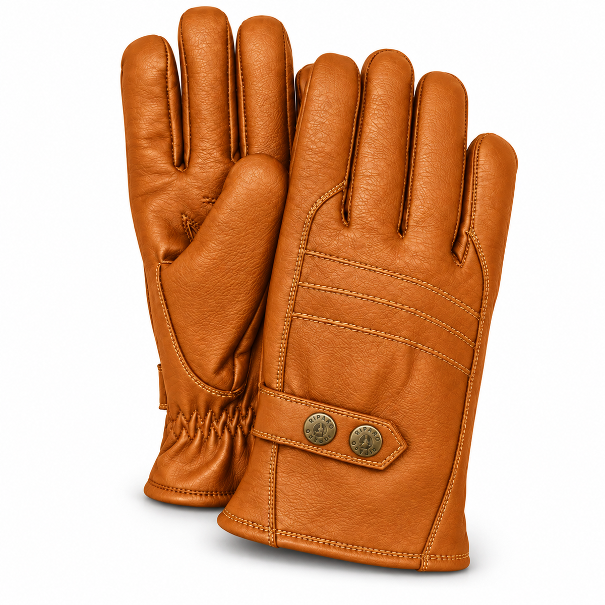 Men's Genuine Leather Fleece Lined Winter Gloves for Cold Weather - Brown