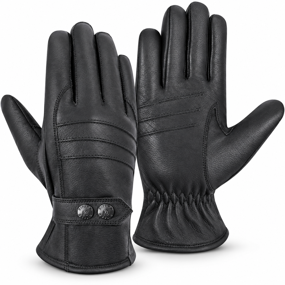 Men's Genuine Leather Fleece Lined Winter Gloves for Cold Weather - Brown
