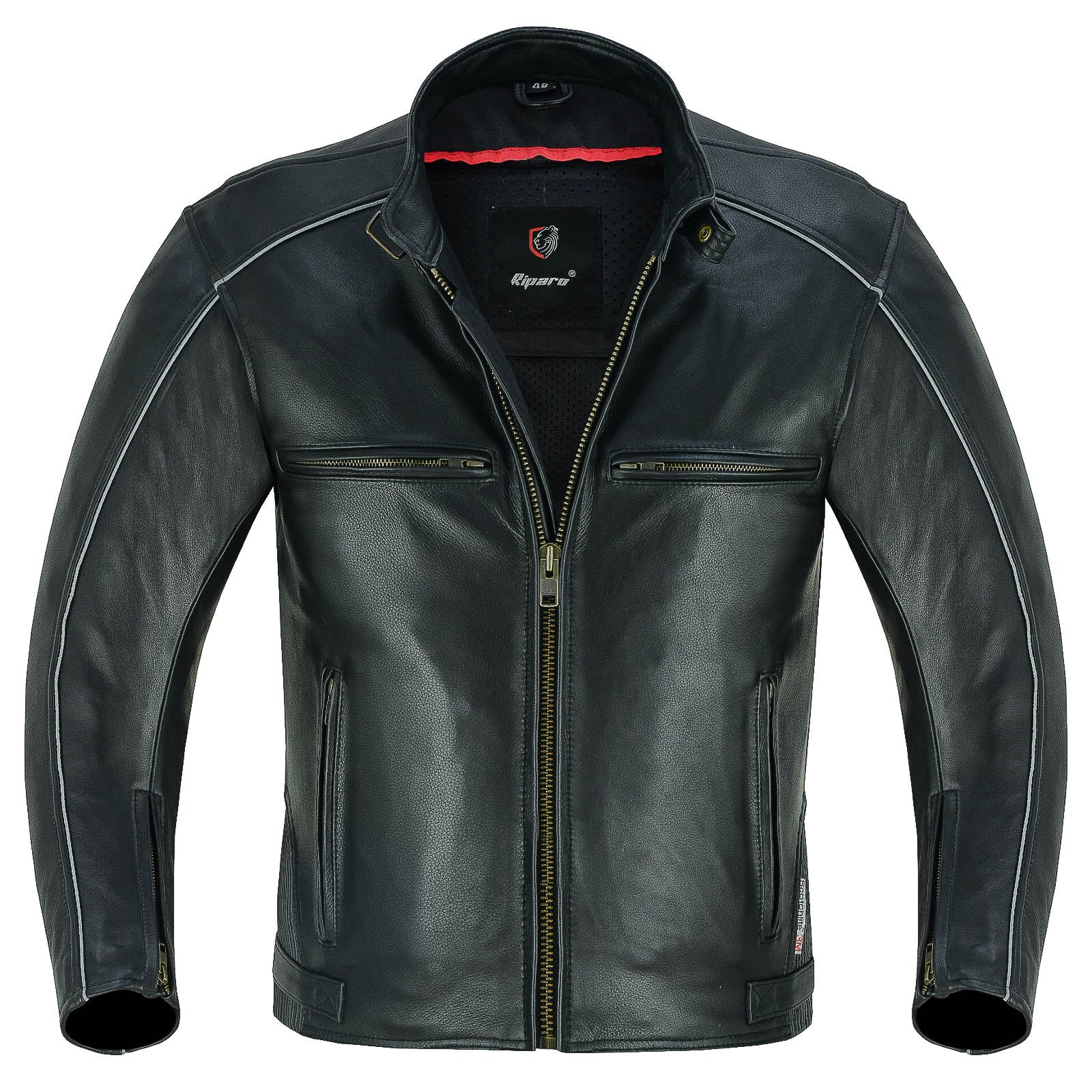 Riparo CE Level 2 Armored Leather Motorcycle Jacket