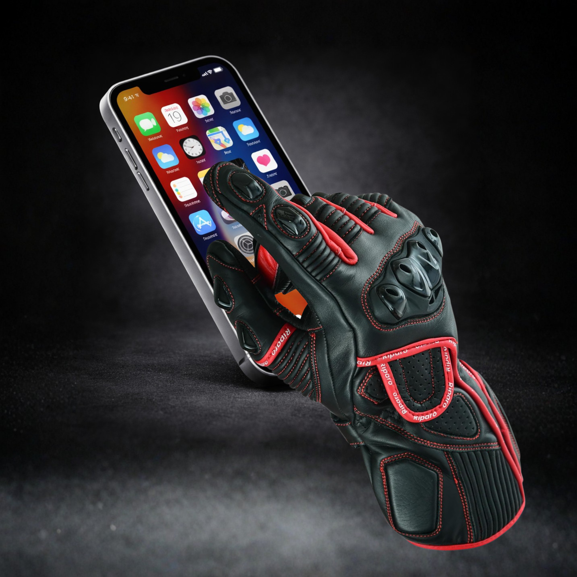 Riparo CE Certified Full Gauntlet Motorcycle Gloves – Kangaroo Leather Palm for Superior Abrasion Resistance, Knuckle & Palm Protection, Touchscreen Compatible