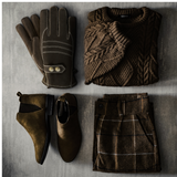 Men's Genuine Leather Fleence Lined Winter Gloves - Dark Brown