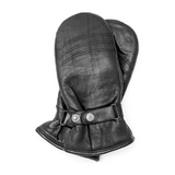 Men's Genuine Leather Fleece Lined Winter Mittens - Black