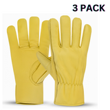 Men's Leather Construction Safety Work Gloves (3-Pack)