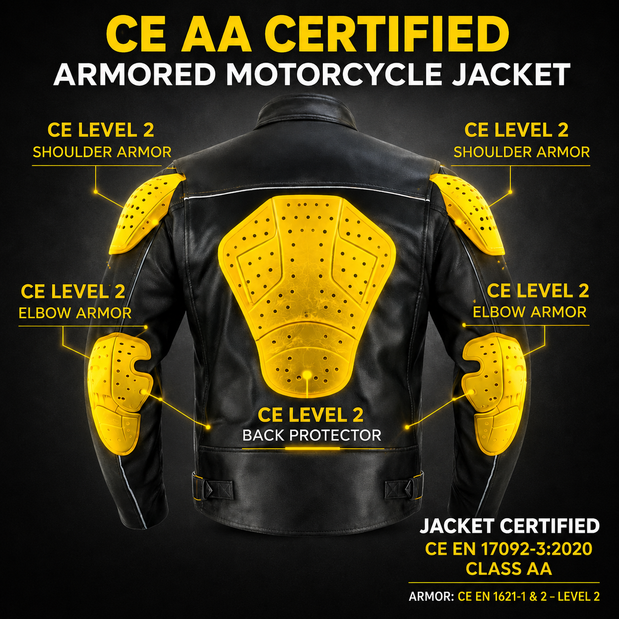 AA Rated Armored Leather Motorcycle Jacket | CE Level 2 Armor + Full-Grain Leather