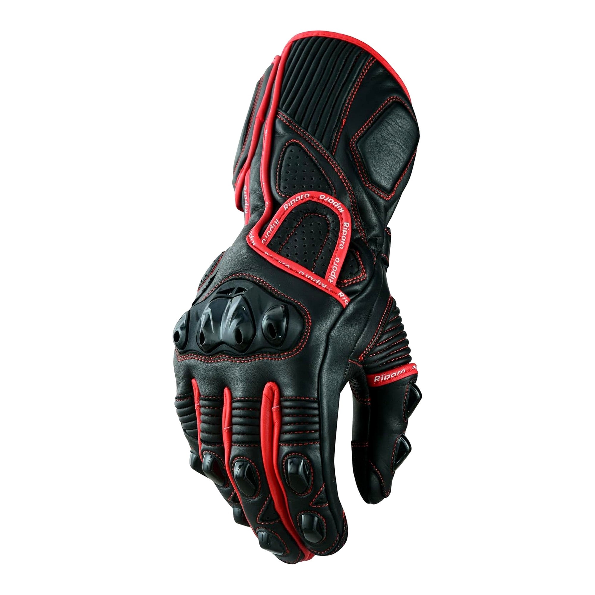 Riparo CE Certified Full Gauntlet Motorcycle Gloves – Kangaroo Leather Palm for Superior Abrasion Resistance, Knuckle & Palm Protection, Touchscreen Compatible