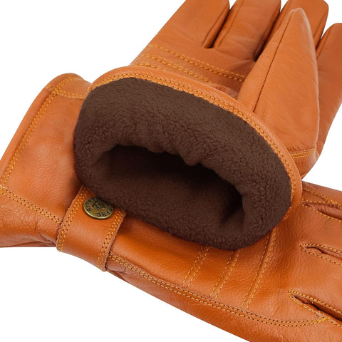 Men's Genuine Leather Fleece Lined Winter Gloves for Cold Weather - Brown XX-Large / Brown