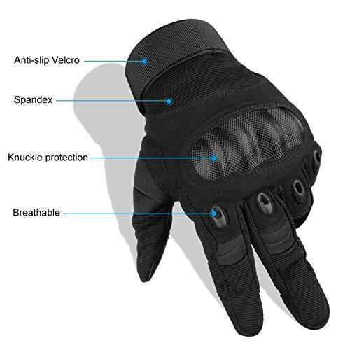 Riparo Men's Tactical Touchscreen Full-Finger Gloves - Black
