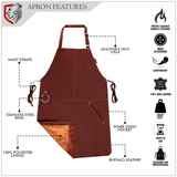Riparo Genuine Leather BBQ Kitchen Grilling Apron for Men Women