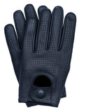 Men's Leather Mesh Perforated Driving Gloves - Black