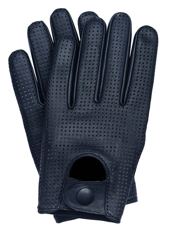 Riparo Women's Leather Mesh Perforated Summer Driving Gloves - Black