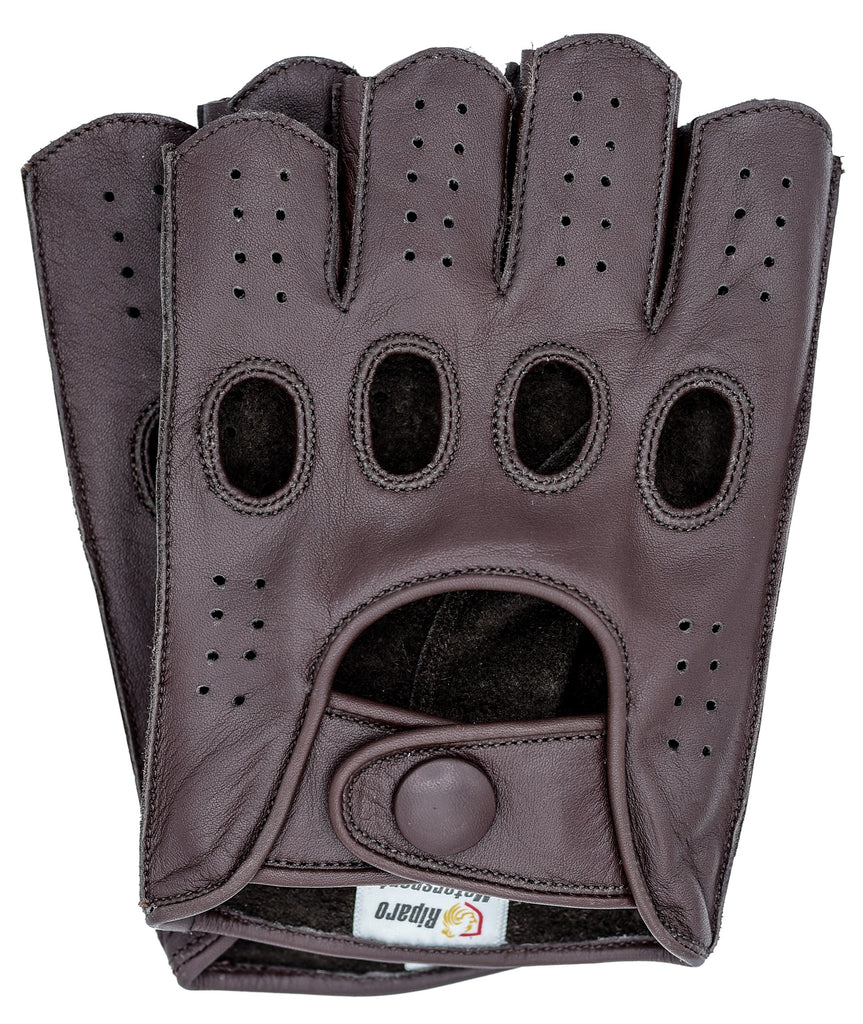 Fingerless Dark Brown Leather Gloves