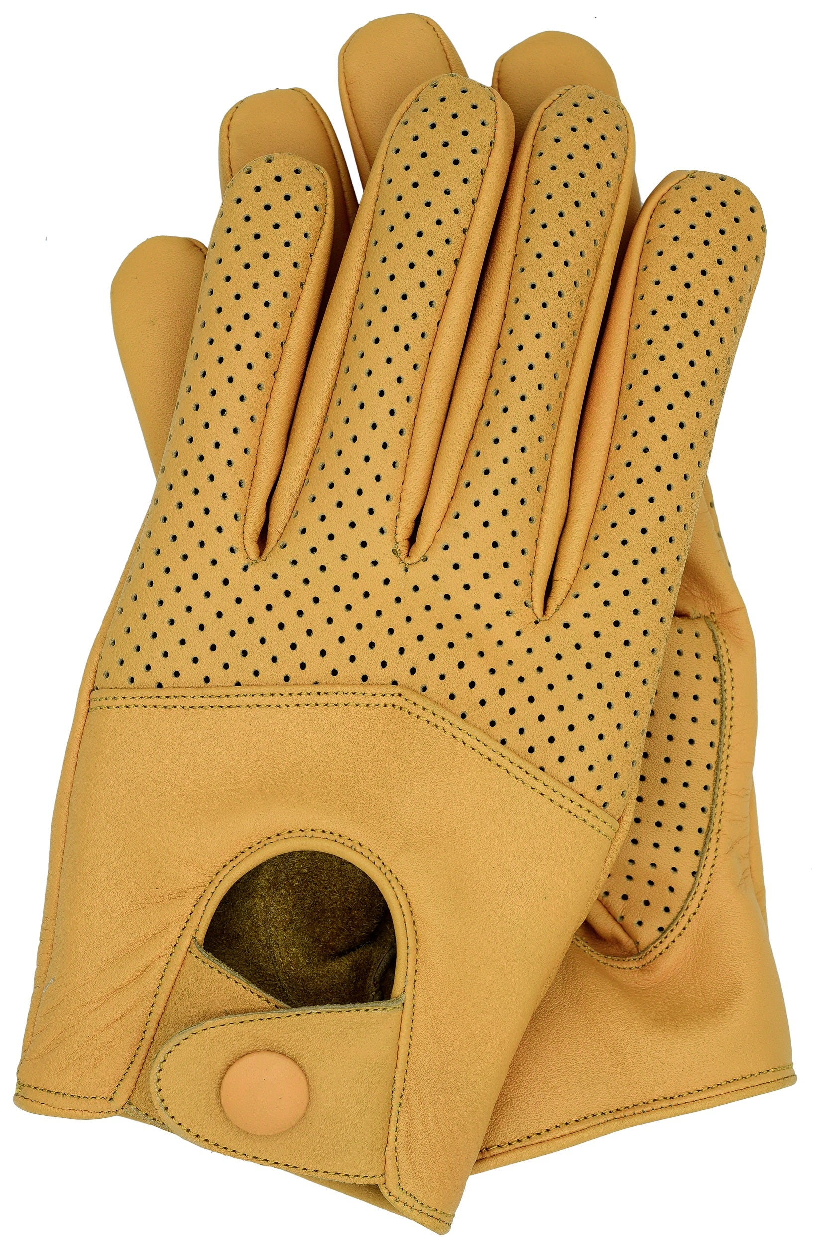 Riparo Men's Leather Half Mesh Driving Gloves - Camel