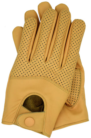 Riparo Men's Leather Half Mesh Driving Gloves - Camel