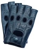 Men's Fingerless Driving Leather Gloves - Black