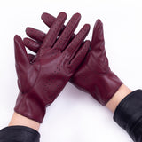 Men's Vegan Leather Driving Gloves - Dark Red