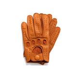Men's Reverse Stitched Leather Full-Finger Driving Gloves - Cognac