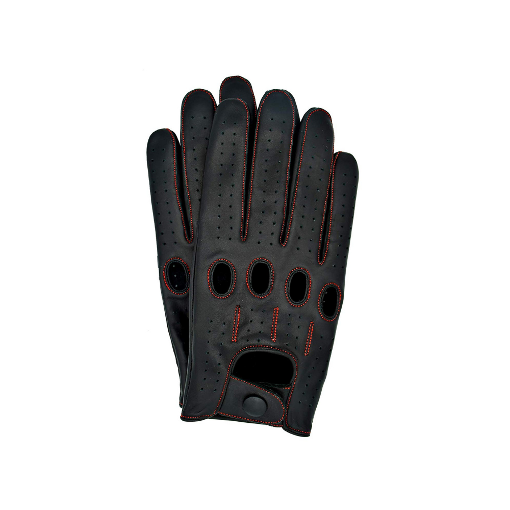 Men's FINGERLESS Leather Gloves RED Deerskin Leather 