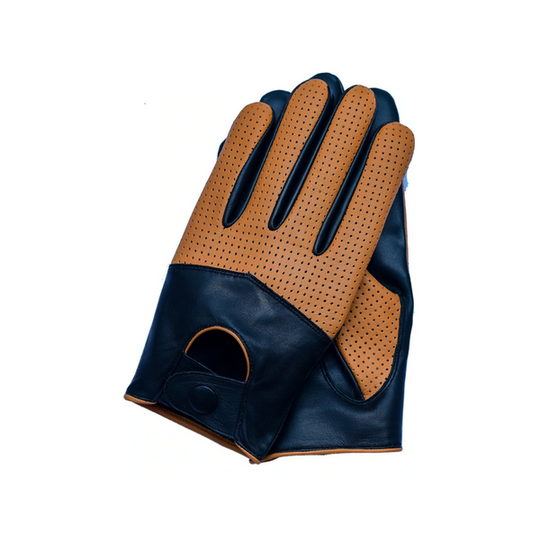 thumbnail image 2 of Riparo Men's Summer Fingerless Motorcycle Gloves – Black Leather, Full Mesh, Driving Gloves 2 of 6