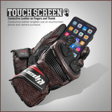 Genuine Leather Street Motorcycle Riding Gloves - Black