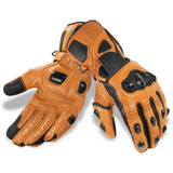 Genuine Leather Full Gauntlet Motorcycle Gloves - Brown