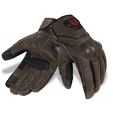 Genuine Leather Motorcycle Gloves - Cognac