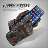 Genuine Leather Motorcycle Gloves - Brown