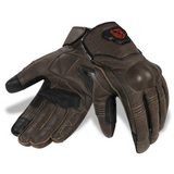Genuine Leather Motorcycle Gloves - Cognac