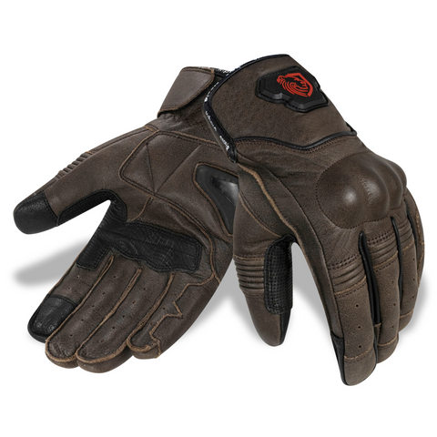 Genuine Leather Motorcycle Gloves - Brown