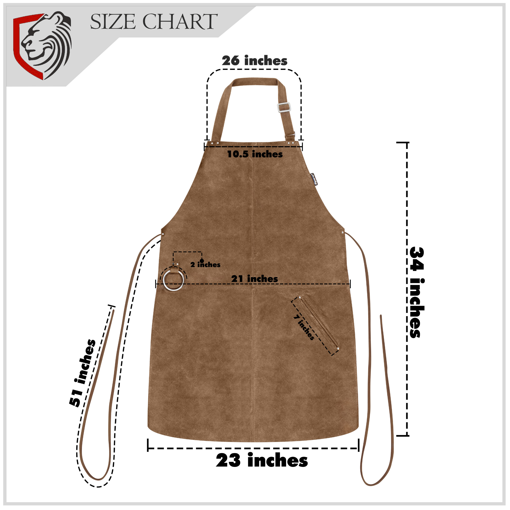 Leather Chef Apron with Ajustable Strap for Cooking and Grilling